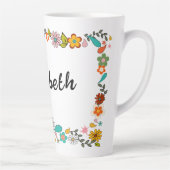 70のパーソナライズされた花をテーマにした大きい カフェラテマグ (右)