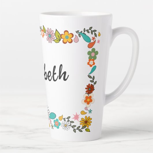 70のパーソナライズされた花をテーマにした大きい カフェラテマグ (右)