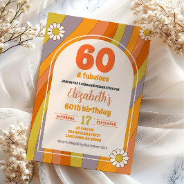 70のヒッピーGroovy大人すべての年齢誕生日 招待状