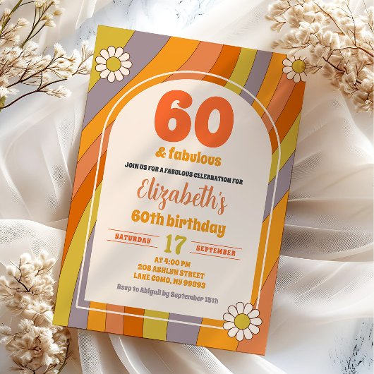 70のヒッピーGroovy大人すべての年齢誕生日 招待状