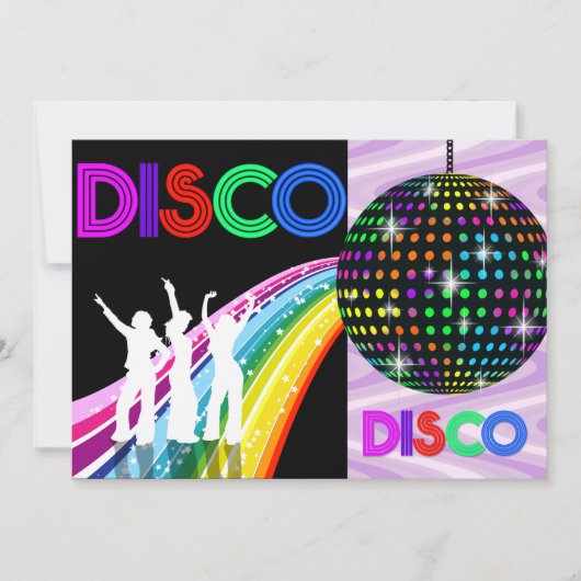 70のファンキーテーマディスコ誕生日パーティー 招待状 (正面)
