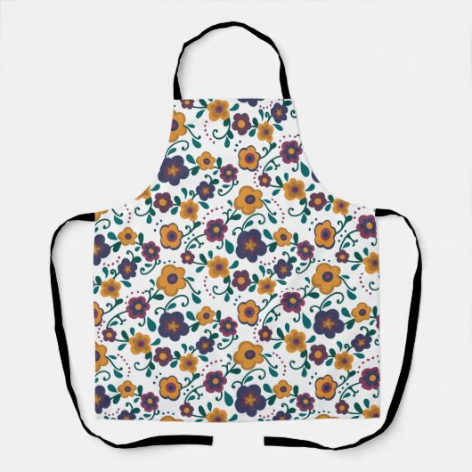 70のフォークアートディジーレトロデイジーインジュエリートーン エプロン (正面)