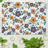 70のフォークアートディジーレトロデイジーインジュエリートーン キッチンタオル (折り畳み)