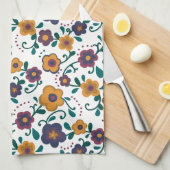 70のフォークアートディジーレトロデイジーインジュエリートーン キッチンタオル (四つ折り)