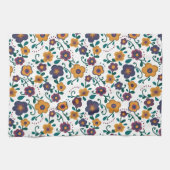 70のフォークアートディジーレトロデイジーインジュエリートーン キッチンタオル (横)