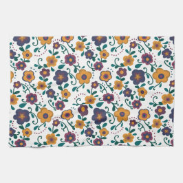 70のフォークアートディジーレトロデイジーインジュエリートーン キッチンタオル