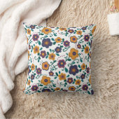 70のフォークアートディジーレトロデイジーインジュエリートーン クッション (ブランケット)