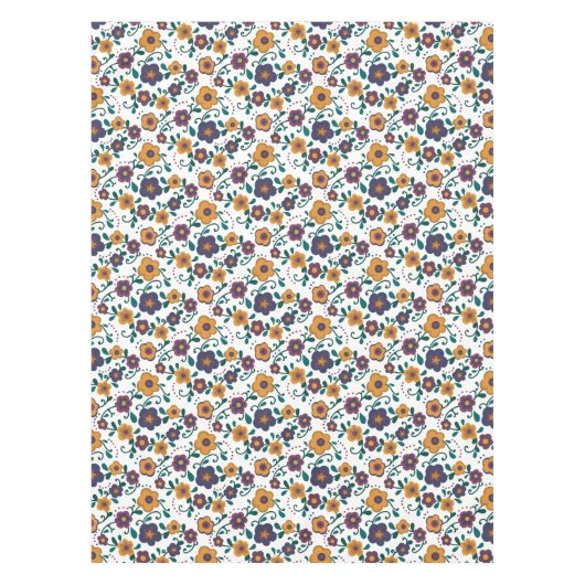 70のフォークアートディジーレトロデイジーインジュエリートーン テーブルクロス (正面)