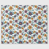 70のフォークアートディジーレトロデイジーインジュエリートーン ラッピングペーパー (フラット)