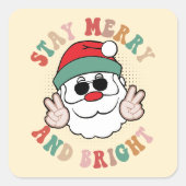 70のレトロサンタクロースメリーステイ&ブライト スクエアシール (正面)