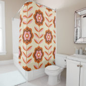 70のレトロシームレスなパターン。60sおよび70sの美的 シャワーカーテン (インサイチュ)