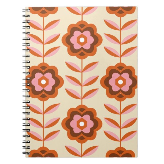 70のレトロシームレスなパターン。60sおよび70sの美的 ノートブック (正面)