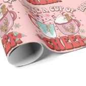 70のレトロタイポグラフィかわいいホリデーカップオブ応援 ラッピングペーパー (ロールコーナー)