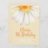 70のレトロデイジーオレンジガールバースデーパーティー 招待状 (正面/裏面)