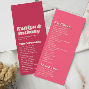70のレトロGroovy Vivaマゼンタ結婚式 プログラム