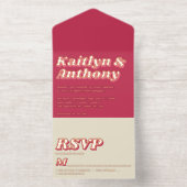 70のレトロGroovy Vivaマゼンダ結婚ンの実在箔 オールインワン招待状 (内側)