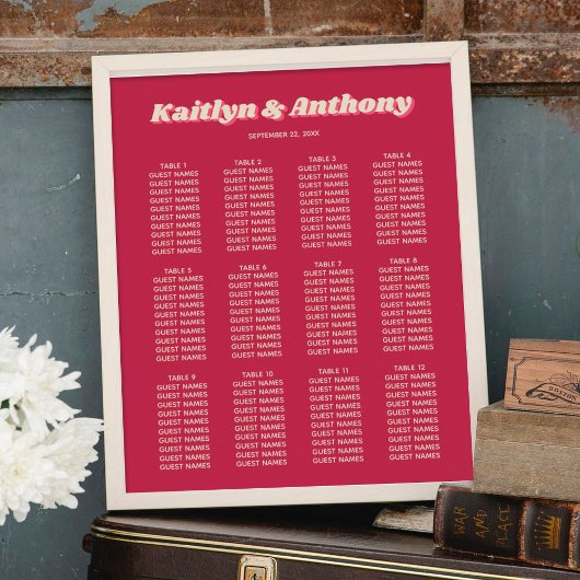 70のレトロGroovy Vivaマゼンダ結婚ンの座席 ポスター