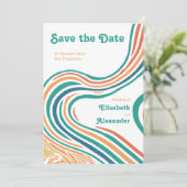 70のヴィンテージgroovy波、日付を保存 招待状 (スタンド正面)