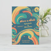 70のヴィンテージgroovy discoは日付を保存 招待状 (スタンド正面)