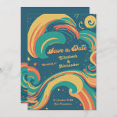 70のヴィンテージgroovy discoは日付を保存 招待状 (正面/裏面)