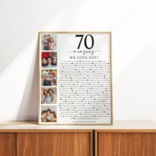 70の愛する理由 誕生日または記念日 ポスター