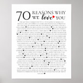 70の理由であなたが大好き 80歳 60歳 50歳の誕生日 ポスター (正面)
