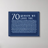 70の理由は、私たちがあなたを愛するキャンバス キャンバスプリント (正面)