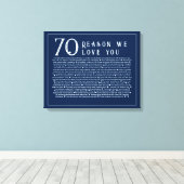 70の理由は、私たちがあなたを愛するキャンバス キャンバスプリント (インサイチュ (ウッドフロア))