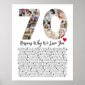 70の理由70th誕生日コラージュ ポスター (正面)