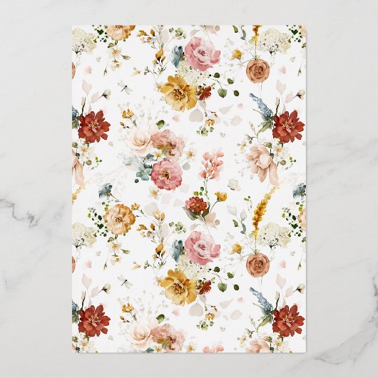 70の見栄えを良くするピンクのフローラ金ゴールド 箔招待状 (裏面)