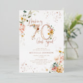 70の見栄えを良くするフローラバラ金ゴールド 箔招待状 (立ち正面)