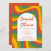 70のGroovyとQR結婚式招待状 招待状 (正面/裏面)