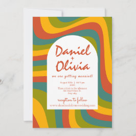 70のGroovyとQR結婚式招待状 招待状