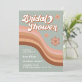 70のGroovyレトロデイジーブライダルシャワーSage Green 招待状 (スタンド正面)