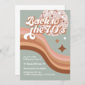 70のGroovyレトロAny Age Disco Ball誕生日 招待状 (正面/裏面)