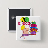 70はよい誕生日のTシャツおよびギフトです 缶バッジ (正面&裏面)
