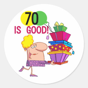 70は良い誕生日Tシャツとギフト ラウンドシール