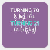 70を回すおもしろいな第70誕生日プレゼントはinに21だけです スクエアシール (正面)