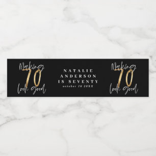 70を良く見せる金ゴールド誕生祝い ペットボトルラベル