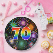 70イベント-おもしろい、カラフル、はっきりしたレインボー70 ペーパープレート (パーティー)
