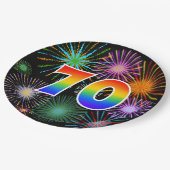 70イベント-おもしろい、カラフル、はっきりしたレインボー70 ペーパープレート (アングル)