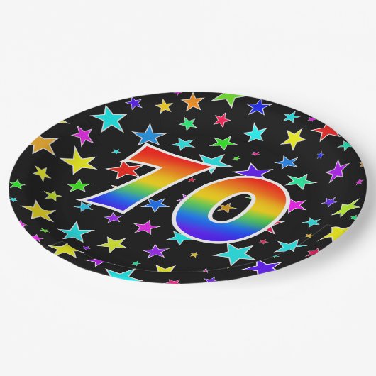 70イベント:はっきりした,おもしろい,レインボーカラフル70 ペーパープレート (アングル)
