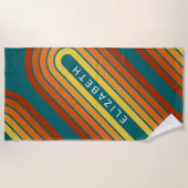 70インスパイアラインアートサンセットレッドオレンジイエローアーチ ビーチタオル (正面)