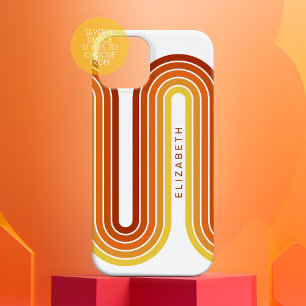 70インスパイアラインアートサンセットレッドオレンジイエローアーチ iPhone 16ケース