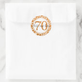 70イン金ゴールド- 70th Birthday Partyスタンプ ラウンドシール (バッグ)