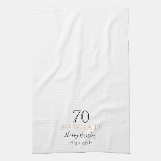 70エレガントだから何おもしろい引用文70誕生日 キッチンタオル (縦)