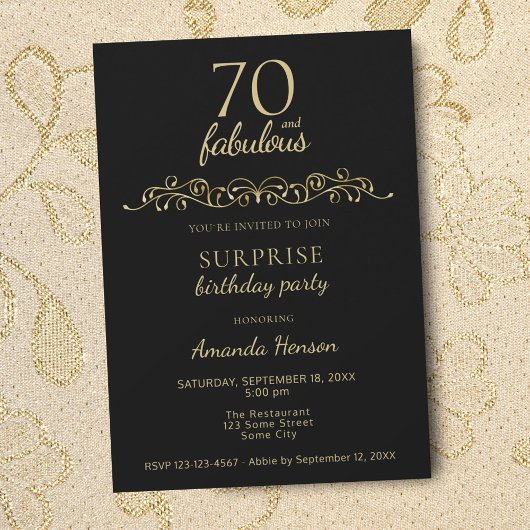 70エレガントと素晴らしいオーナメント70誕生日 招待状