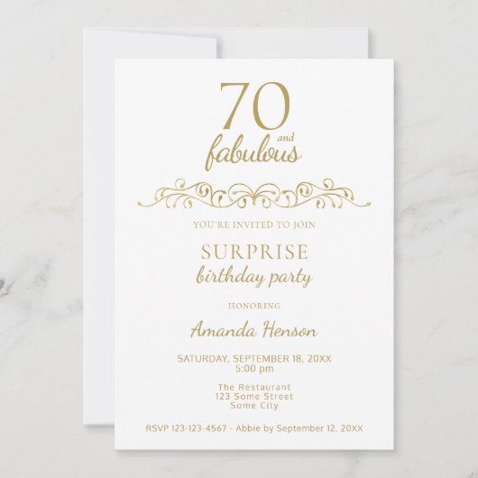 70エレガントと素晴らしいオーナメント70誕生日 招待状 (正面)