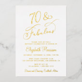 70エレガント歳と素晴らしい70歳の誕生日パーティー 箔招待状 (正面)