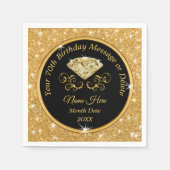 70エレガント番パーソナライズされた誕生日ナプキンス スタンダードカクテルナプキン (正面)